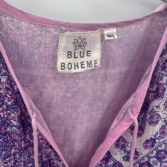 Blue Boheme Purple Boho Kayla Cotton Midi Dress Size M/L Medium Large - Picture 2 of 3